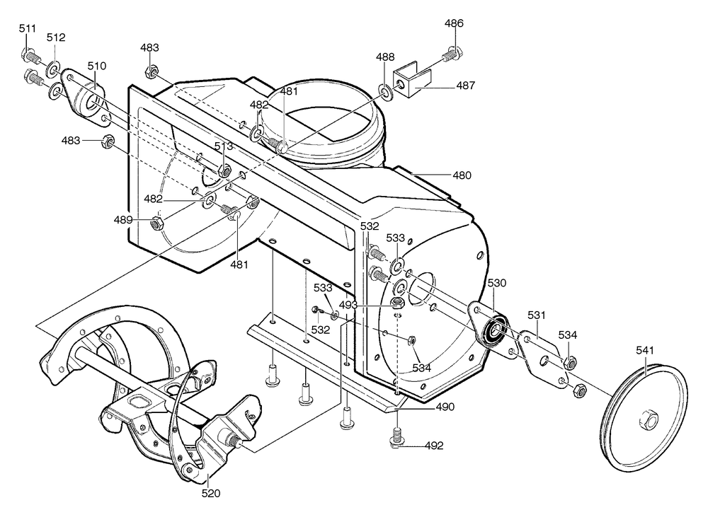 Auger Housing Diagram and Parts List for 620301X4NC 2004 Briggs and Stratton Snow Blower